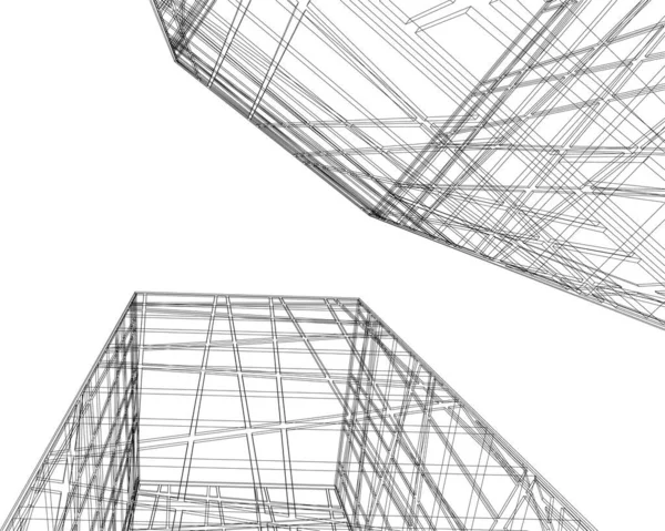 Abstracte Tekenlijnen Architectonisch Kunstconcept Minimale Geometrische Vormen — Stockvector