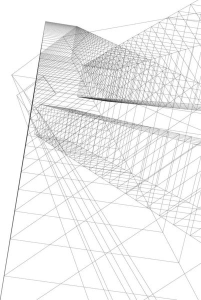 Abstrakta Teckningslinjer Arkitektonisk Konst Koncept Minimala Geometriska Former — Stock vektor