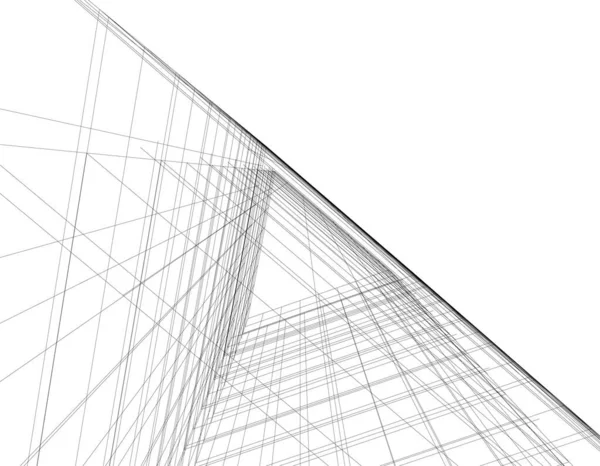 Abstrakte Zeichnungslinien Architektonischen Kunstkonzept Minimale Geometrische Formen — Stockvektor