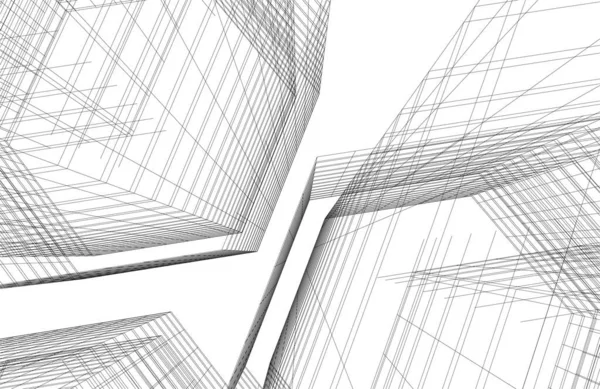 Abstracte Tekenlijnen Architectonisch Kunstconcept Minimale Geometrische Vormen — Stockvector