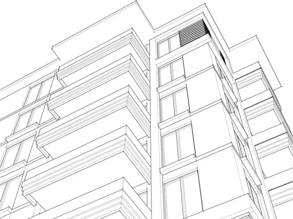 Lignes Dessin Abstraites Dans Concept Art Architectural Formes Géométriques Minimales — Image vectorielle