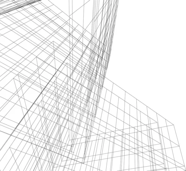 Abstrakte Zeichnungslinien Architektonischen Kunstkonzept Minimale Geometrische Formen — Stockvektor