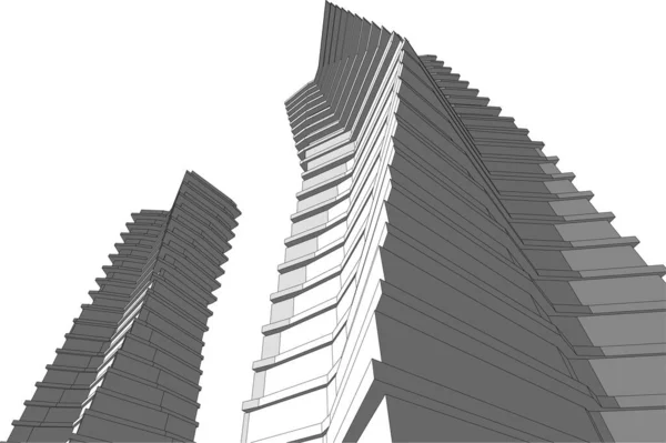 Abstracte Tekenlijnen Architectonisch Kunstconcept Minimale Geometrische Vormen — Stockvector