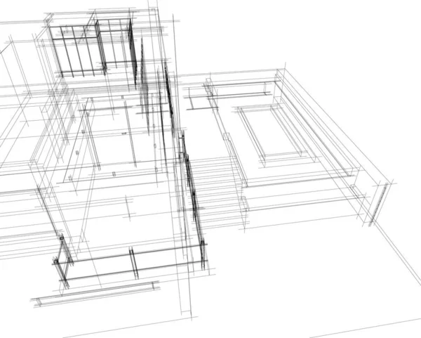 Linee Disegno Astratte Nel Concetto Arte Architettonica Forme Geometriche Minime — Vettoriale Stock