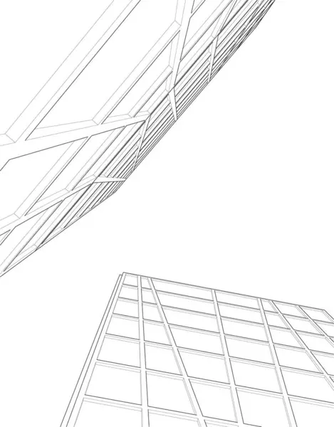 Abstracte Tekenlijnen Architectonisch Kunstconcept Minimale Geometrische Vormen — Stockvector