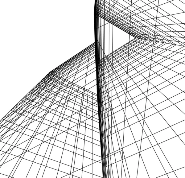 Elvont Rajzvonalak Építészeti Képzőművészetben Minimális Geometriai Formák — Stock Vector