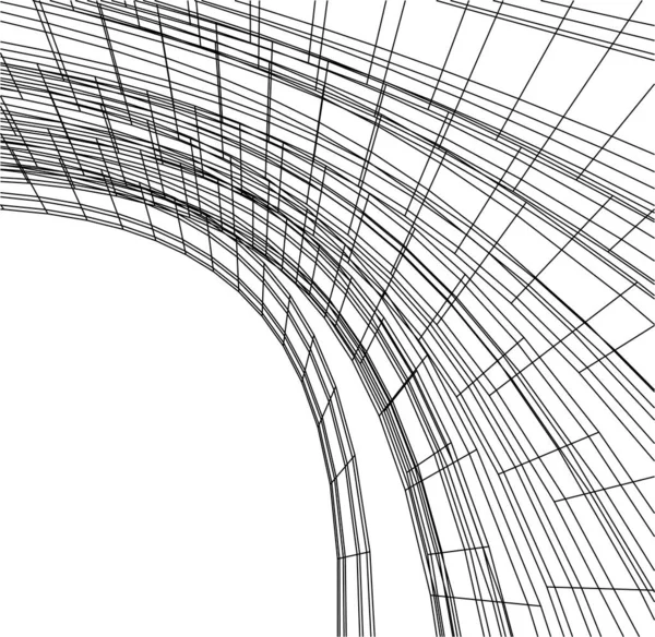 Abstrakte Zeichnungslinien Architektonischen Kunstkonzept Minimale Geometrische Formen — Stockvektor