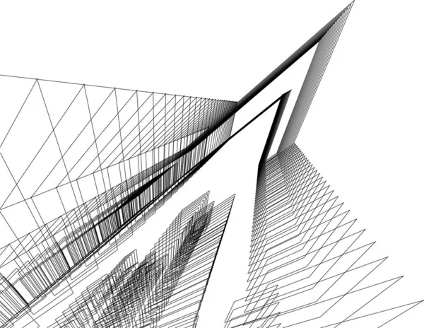 Lignes Dessin Abstraites Dans Concept Art Architectural Formes Géométriques Minimales — Image vectorielle