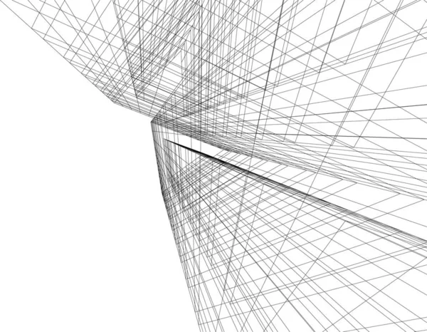 Abstrakta Teckningslinjer Arkitektonisk Konst Koncept Minimala Geometriska Former — Stock vektor