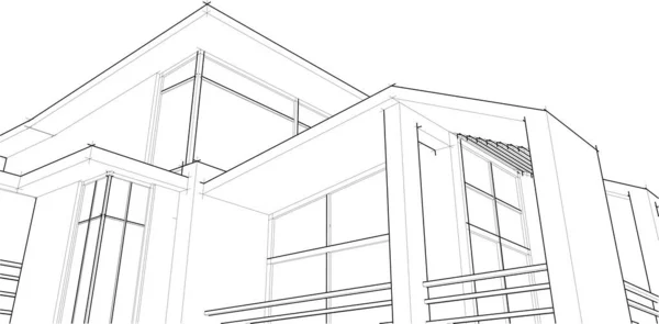 Líneas Abstractas Dibujo Concepto Arte Arquitectónico Formas Geométricas Mínimas — Archivo Imágenes Vectoriales