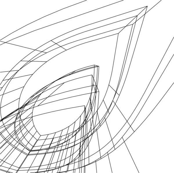 Lignes Dessin Abstraites Dans Concept Art Architectural Formes Géométriques Minimales — Image vectorielle