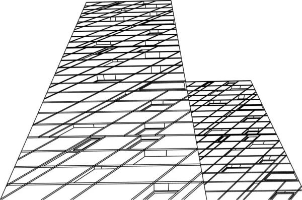 Linee Disegno Astratte Nel Concetto Arte Architettonica Forme Geometriche Minime — Vettoriale Stock