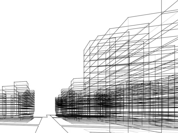 Líneas Abstractas Dibujo Concepto Arte Arquitectónico Formas Geométricas Mínimas — Vector de stock