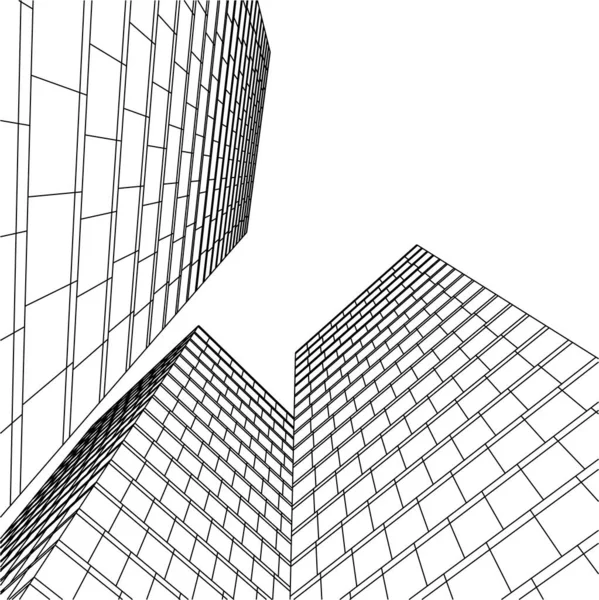 Linhas Abstratas Desenho Conceito Arte Arquitetônica Formas Geométricas Mínimas — Vetor de Stock