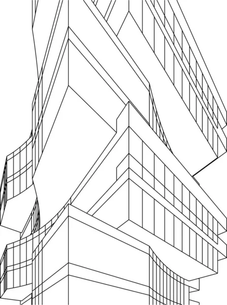 Lignes Dessin Abstraites Dans Concept Art Architectural Formes Géométriques Minimales — Image vectorielle