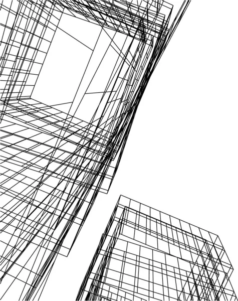 Lignes Dessin Abstraites Dans Concept Art Architectural Formes Géométriques Minimales — Image vectorielle