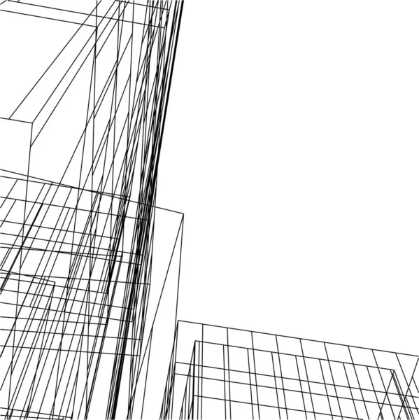 Abstrakcyjne Linie Rysunku Koncepcji Sztuki Architektonicznej Minimalne Kształty Geometryczne — Wektor stockowy