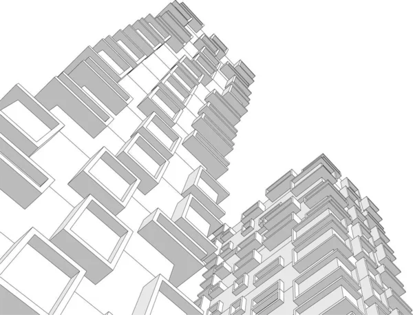 Linhas Abstratas Desenho Conceito Arte Arquitetônica Formas Geométricas Mínimas — Vetor de Stock