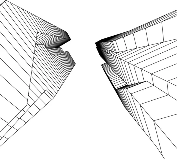 Mimari Sanat Konseptinde Soyut Çizgiler Minimum Geometrik Şekiller — Stok Vektör