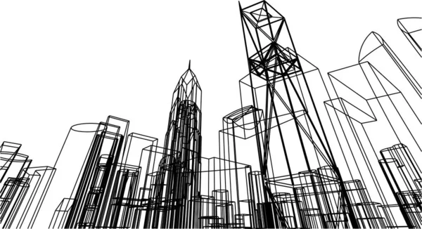 Abstracte Tekenlijnen Architectonisch Kunstconcept Minimale Geometrische Vormen — Stockvector