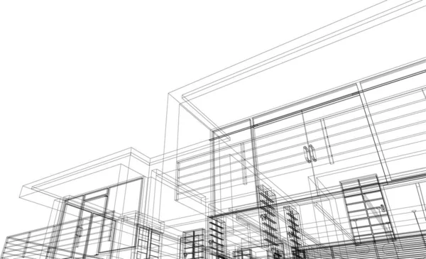 Abstrakte Zeichnungslinien Architektonischen Kunstkonzept Minimale Geometrische Formen — Stockvektor