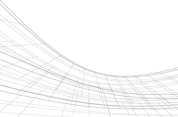 Líneas Abstractas Dibujo Concepto Arte Arquitectónico Formas Geométricas Mínimas — Vector de stock