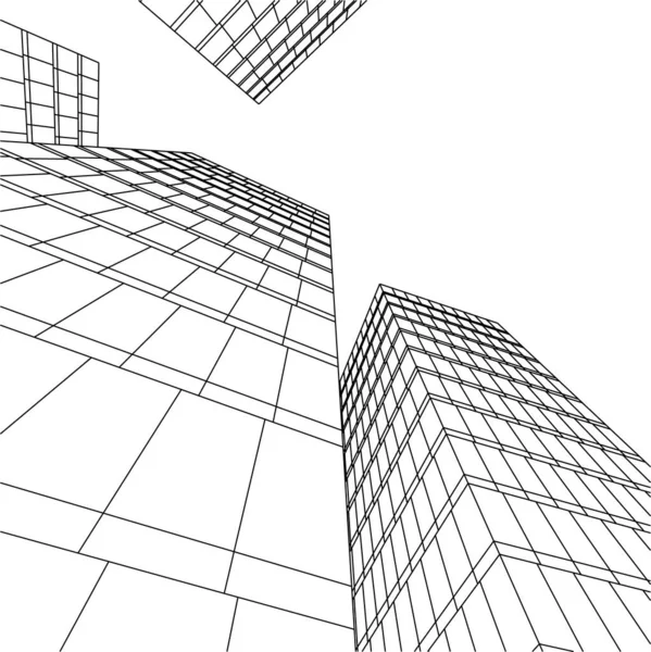 建築芸術の概念における抽象的な線や最小限の幾何学的形状 — ストックベクタ