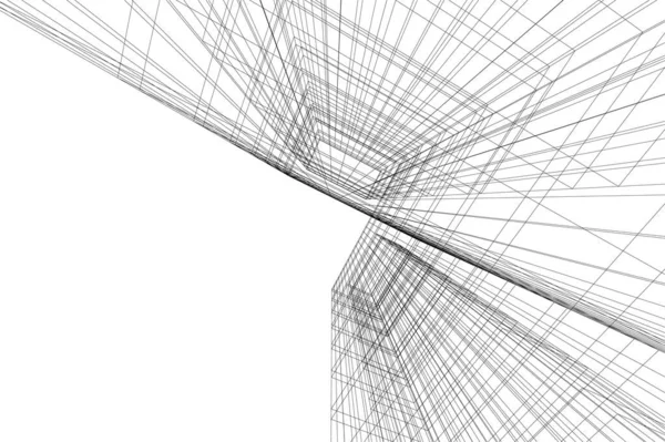 Abstrakte Zeichnungslinien Architektonischen Kunstkonzept Minimale Geometrische Formen — Stockvektor