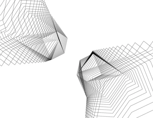 建築芸術の概念における抽象的な線や最小限の幾何学的形状 — ストックベクタ