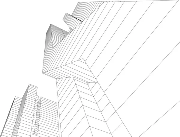 建筑艺术概念中的抽象绘图线 最小几何形状 — 图库矢量图片