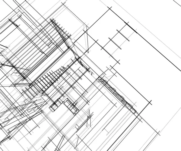 Linee Disegno Astratte Nel Concetto Arte Architettonica Forme Geometriche Minime — Vettoriale Stock