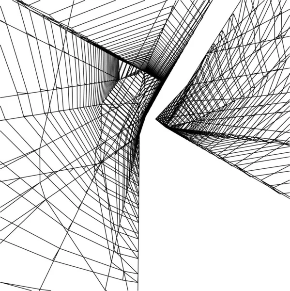 Líneas Abstractas Dibujo Concepto Arte Arquitectónico Formas Geométricas Mínimas — Vector de stock