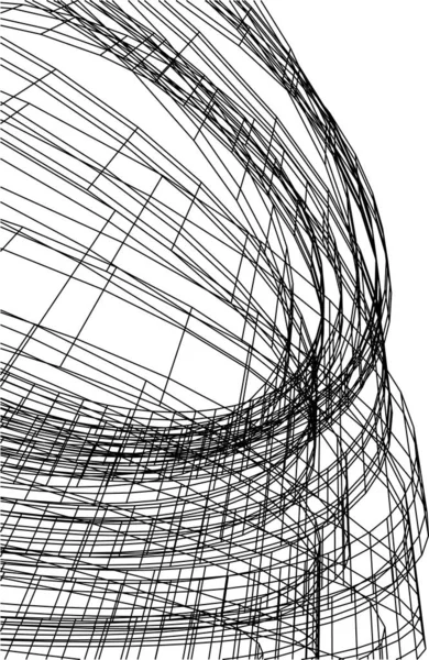 Lignes Dessin Abstraites Dans Concept Art Architectural Formes Géométriques Minimales — Image vectorielle