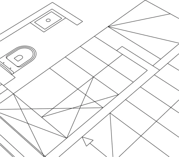 建筑艺术概念中的抽象绘图线 最小几何形状 — 图库矢量图片