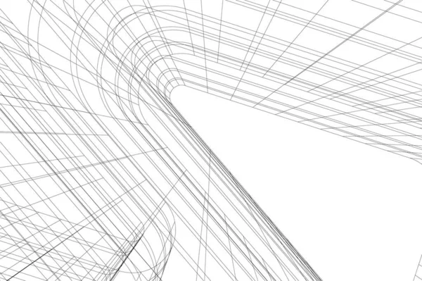 Abstracte Tekenlijnen Architectonisch Kunstconcept Minimale Geometrische Vormen — Stockvector