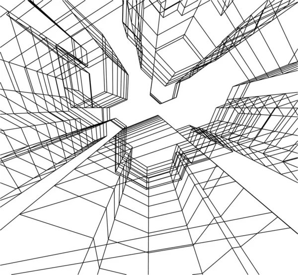 Abstrakta Teckningslinjer Arkitektonisk Konst Koncept Minimala Geometriska Former — Stock vektor