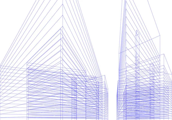 Abstraktní Kreslicí Čáry Architektonickém Pojetí Minimální Geometrické Tvary — Stockový vektor