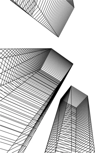 Abstrakte Zeichnungslinien Architektonischen Kunstkonzept Minimale Geometrische Formen — Stockvektor