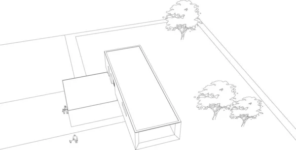 Linhas Abstratas Desenho Conceito Arte Arquitetônica Formas Geométricas Mínimas — Vetor de Stock