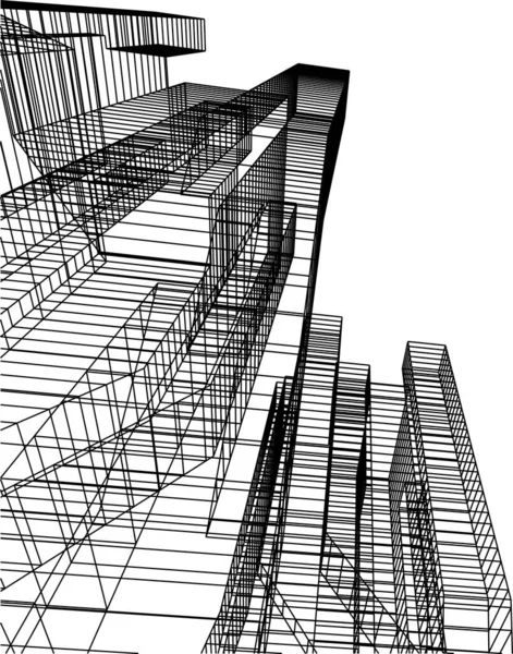 Lignes Dessin Abstraites Dans Concept Art Architectural Formes Géométriques Minimales — Image vectorielle