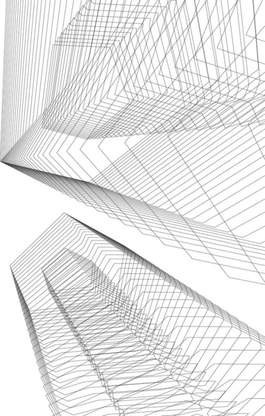 Líneas Abstractas Dibujo Concepto Arte Arquitectónico Formas Geométricas Mínimas — Vector de stock