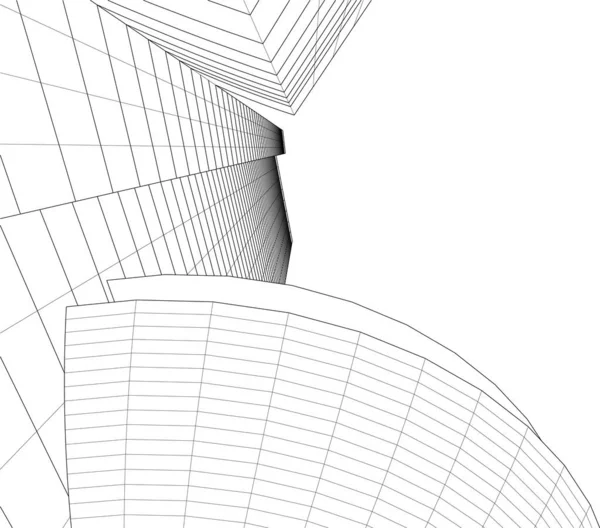 Elvont Rajzvonalak Építészeti Képzőművészetben Minimális Geometriai Formák — Stock Vector