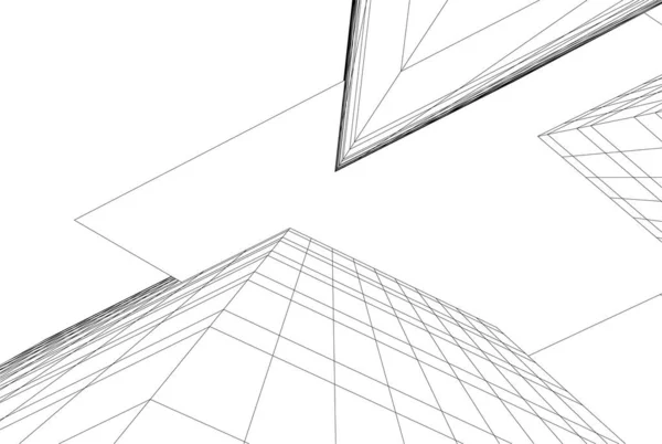 Lignes Dessin Abstraites Dans Concept Art Architectural Formes Géométriques Minimales — Image vectorielle