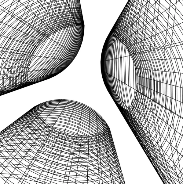 Lignes Dessin Abstraites Dans Concept Art Architectural Formes Géométriques Minimales — Image vectorielle