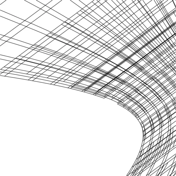 Abstrakta Teckningslinjer Arkitektonisk Konst Koncept Minimala Geometriska Former — Stock vektor