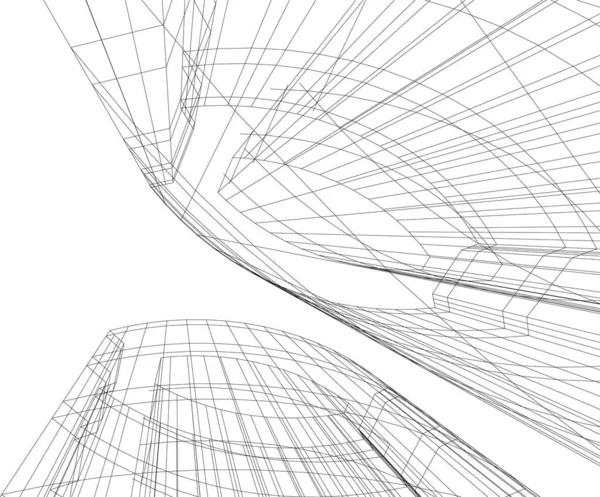 Líneas Abstractas Dibujo Concepto Arte Arquitectónico Formas Geométricas Mínimas — Archivo Imágenes Vectoriales