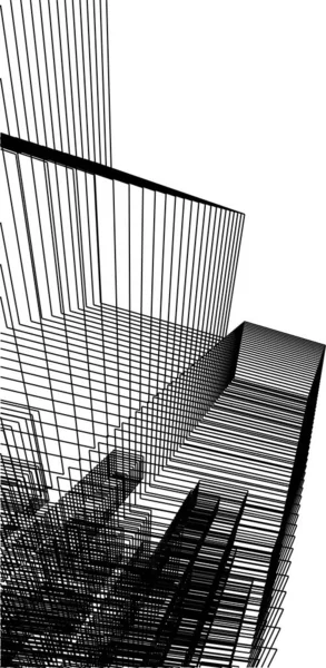 Líneas Abstractas Dibujo Concepto Arte Arquitectónico Formas Geométricas Mínimas — Vector de stock