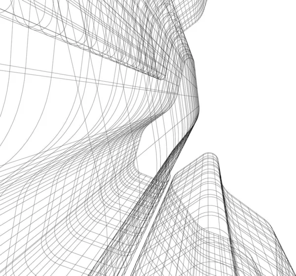 Abstracte Tekenlijnen Architectonisch Kunstconcept Minimale Geometrische Vormen — Stockvector