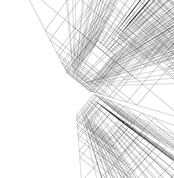 Abstrakcyjne Linie Rysunku Koncepcji Sztuki Architektonicznej Minimalne Kształty Geometryczne — Wektor stockowy