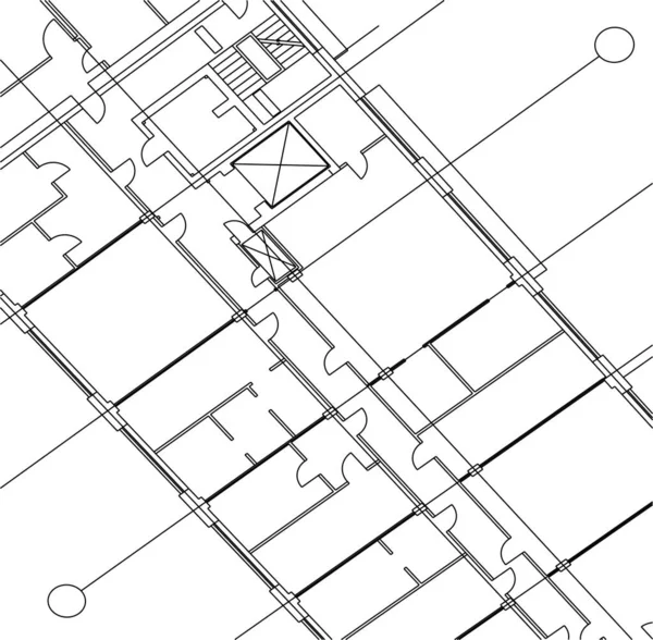 Abstrakta Teckningslinjer Arkitektonisk Konst Koncept Minimala Geometriska Former — Stock vektor